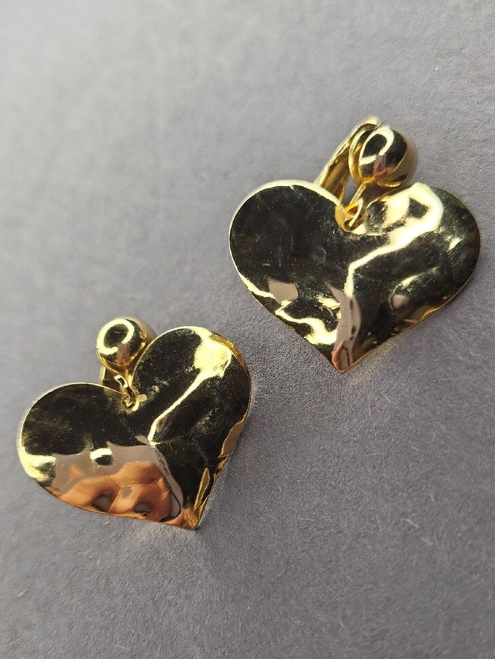 Gold Heart Drop Clip Earrings